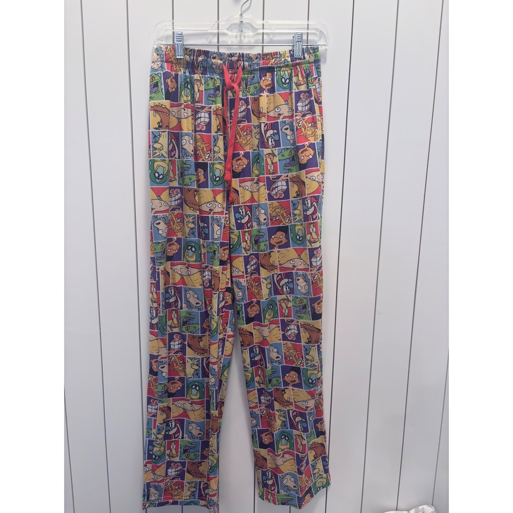 Nickelodeon Pajama Pants Mens Medium Multi Color Excellent 90s Cartoon Kidcore